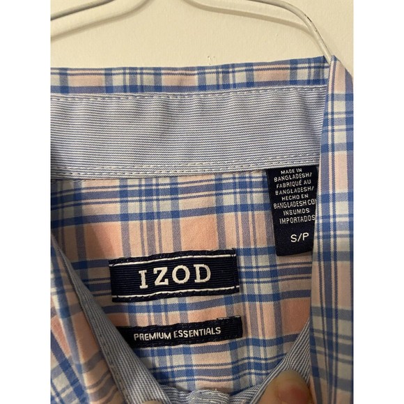 IZOD Premium Essetials Shirt Men's S Long Sleeve Button Down Blue Pink Check - Picture 4 of 4